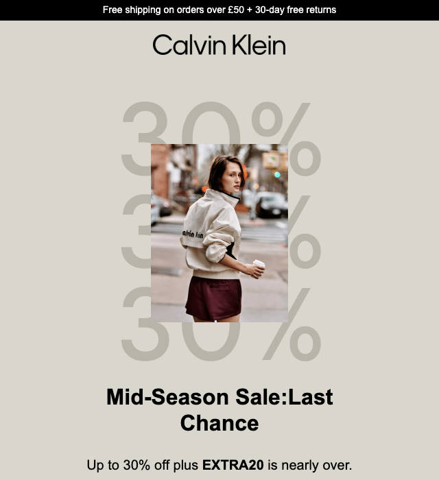 Calvin Klein marketing email campaign example