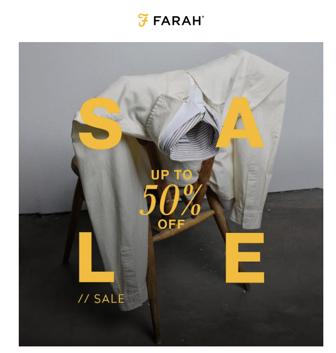 Farah UK marketing email campaign example